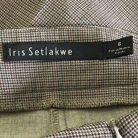 IRIS Setlakwe tan micro plaid bootcut pants sz 8 - Picture 7 of 9